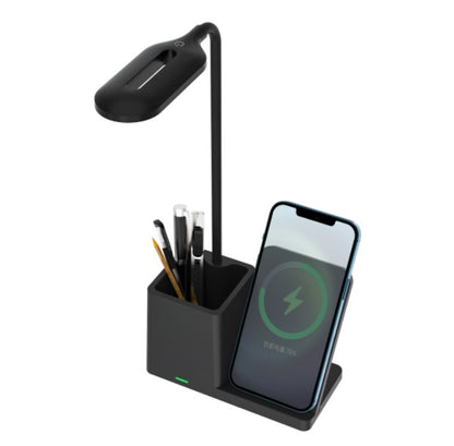 3-Level Brightness LED Desk Wireless Charger Lamp W/Pen Holder
