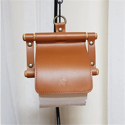 Picnic Paper Towel Holder Wood and Leather Toilet Paper Holder Hanging Toilet Paper Holder