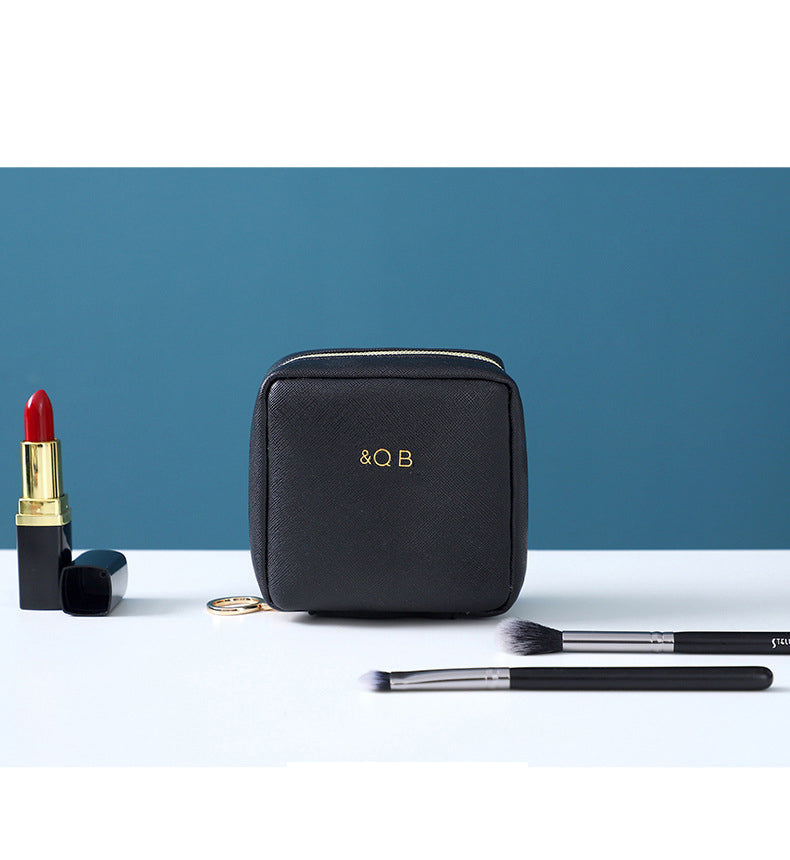 PU Leather Zipper Makeup Bag Handle Bag Lipstick Storage Pouch