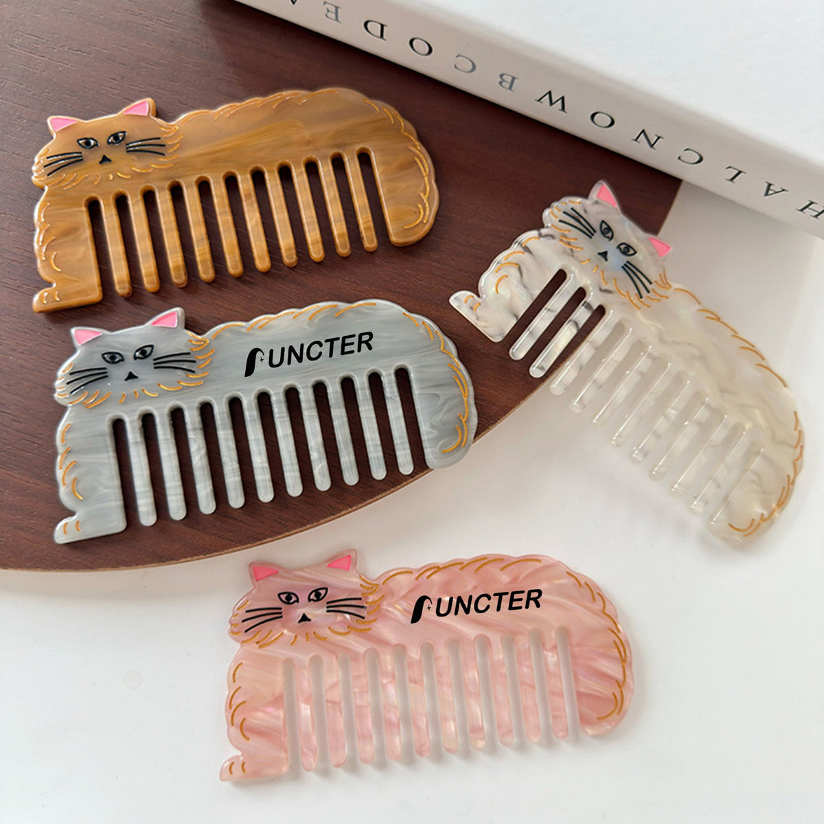 Portable Anti-Static Cute Cat Shape Acetate Comb Travel Hairbrush