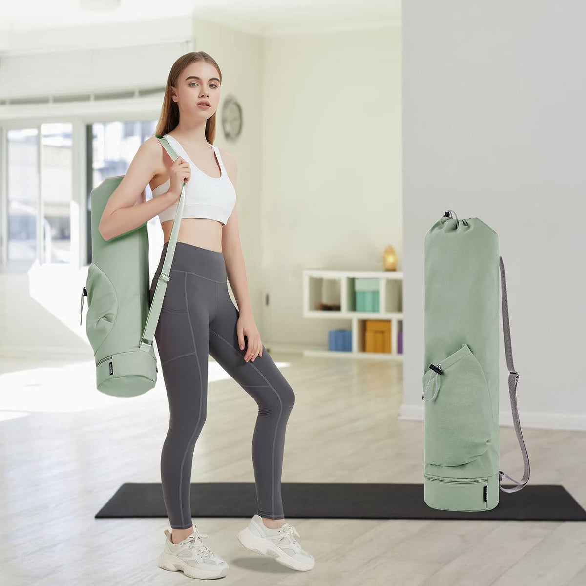 Yoga Bags Yoga Mats Bags Carrier Oxford Tote Bags for Pilates Yoga Lover W/ Wet Pocket