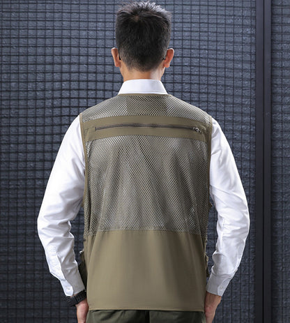 Outdoor Men's Mesh Breathable Journalist Photographer Fishing Vest Waistcoat