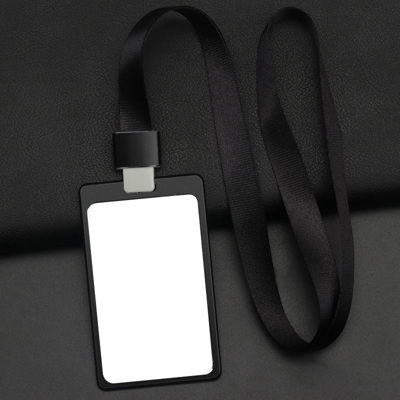 Vertical Aluminum Badge Holder ID Card Holder With Polyester Lanyard