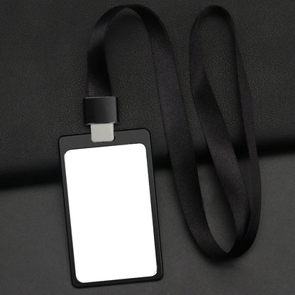 Vertical Aluminum Badge Holder ID Card Holder With Polyester Lanyard