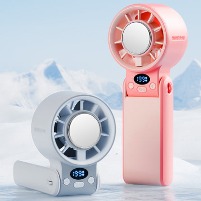 Foldable Mini Handheld Fan Digital Display Rechargeable Fan With Adjustable Wind Speed