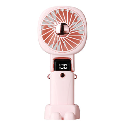 Rechargeable Mini Fan Handheld Fan Neck Fan With Battery Display Phone Stand With Lanyard