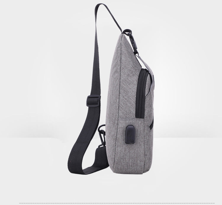 Men's Oxford Sling Bag Chest Shoulder Backpack Crossbody Bag W/USB Charging Port