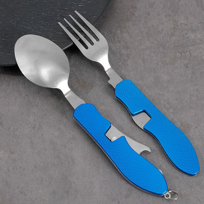 Outdoor Portable Stainless Steel Multifunctional Folding Camping Detachable Spork