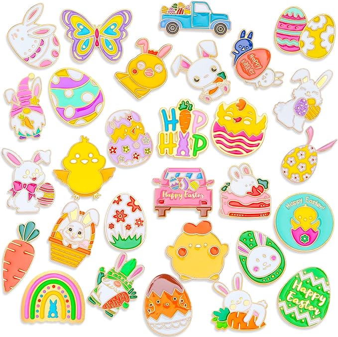 Custom Easter Pins Cute Enamel Lapel Pins Brooch Pin Badge Assorted Bunny Eggs Carrot Butterfly Pin