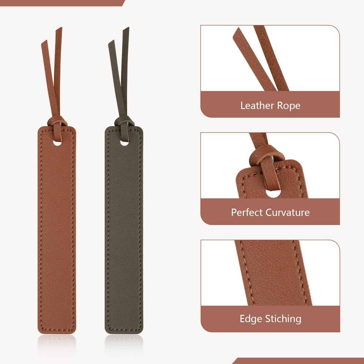 PU Leather Bookmark Classic Stitched Bookmark Page Markers Reading Gifts for Book Lovers Students