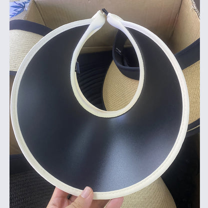 Women Straw Sun Visor Hat Wide Brim Summer UV Protection Beach Cap Foldable