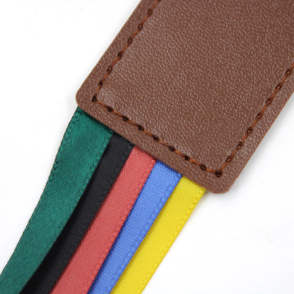 PU Leather Bookmark Classic Stitched Bookmark Page Markers Reading Gifts W/ Tassels