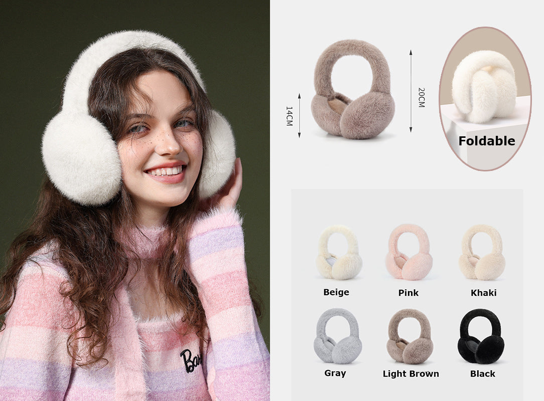 Foldable Ear Muffs for Women Faux Fur Winter Earmuffs Fluffy Ear Warmers Cute Ear Covers