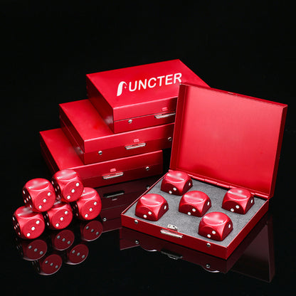 Red 5 Pcs Metal Dice Game Set w/ Metal Container