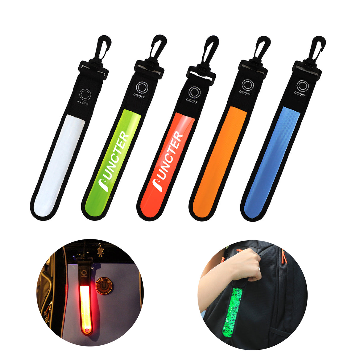 PVC LED Reflective Strip Backpack Pendants Safety Strap for Night Riding, Hiking, Jogging