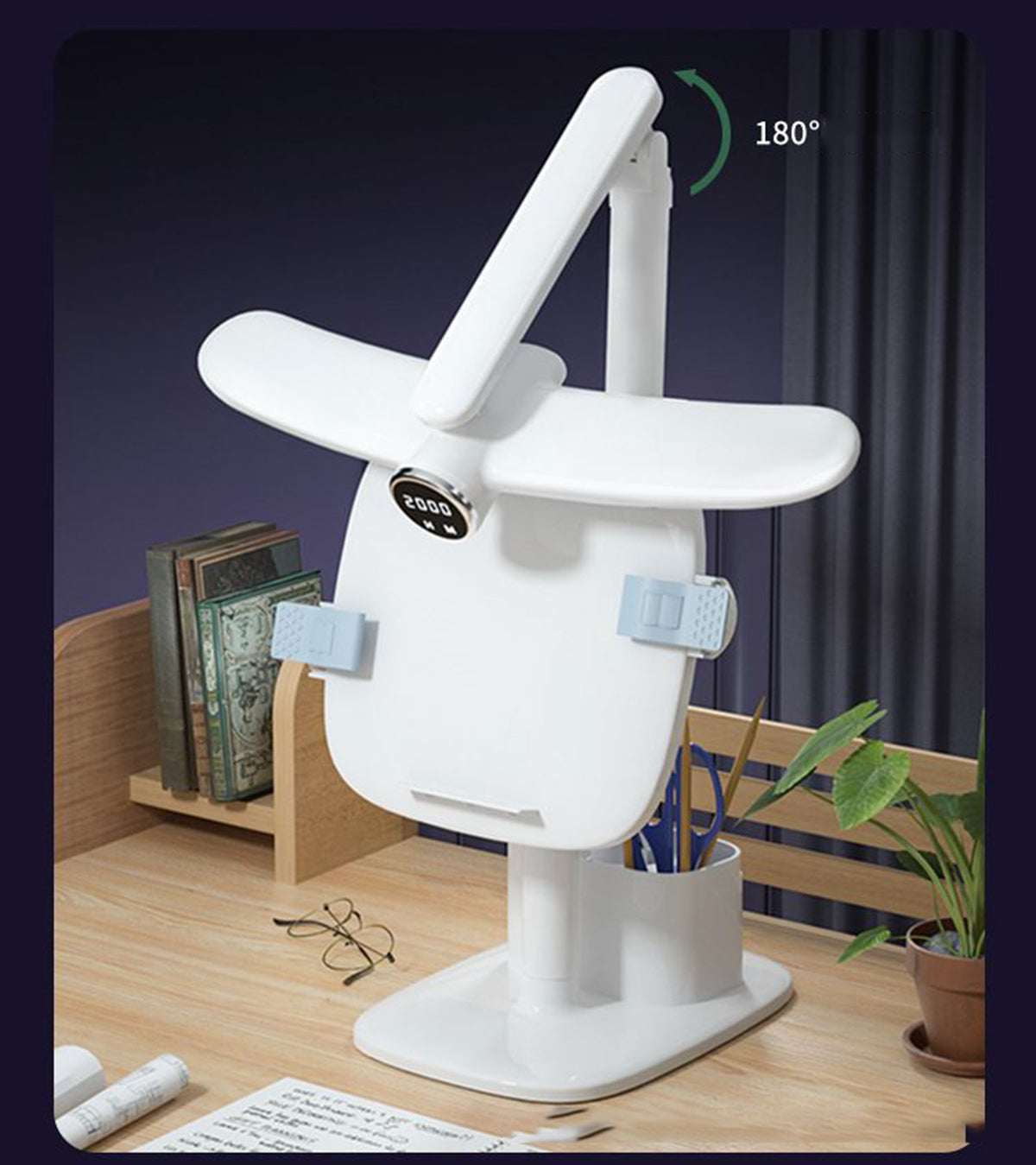 Desk Lamp with Adjustable Book Stand, Battery Operated Rechargeable Table Lamp