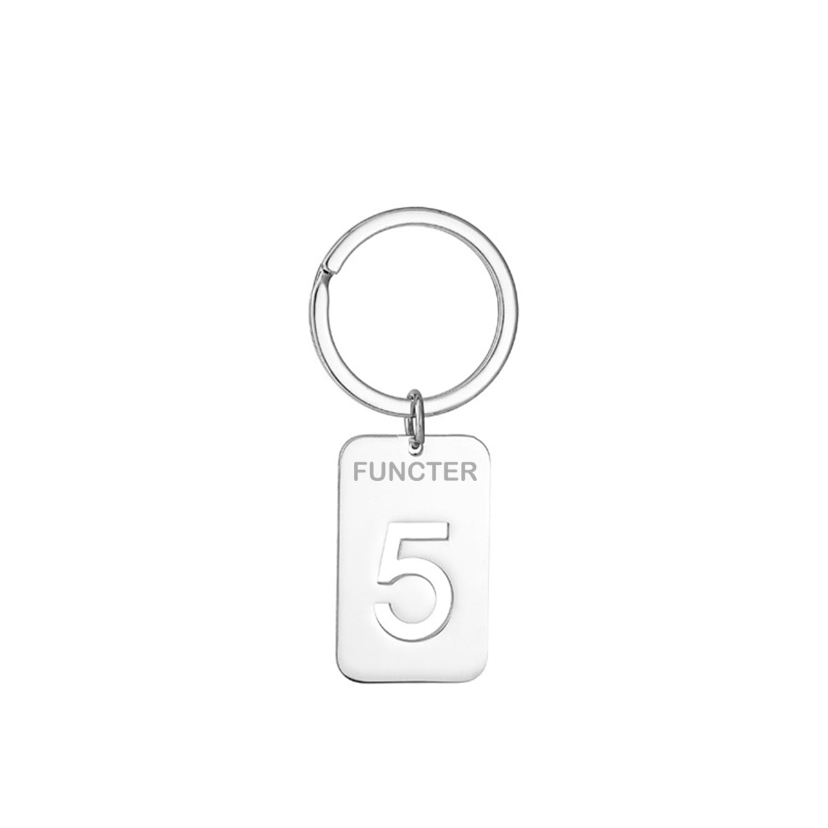 Number 5 Rectangular Tag Keychain 32 x 20 mm