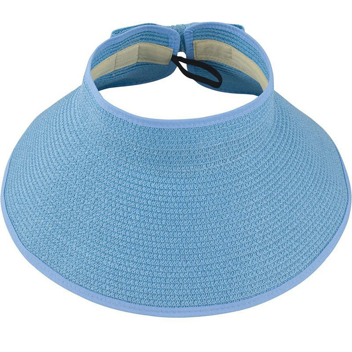 Foldable Straw Sun Visors for Women, Sun Protection Wide Brim Sun Hats Adjustable Topless Beach Hat