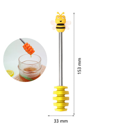 Bee Decor Stainless Steel Honey Dipper Syrup Dipper Silicone Honey Spoon Silicone Stick Stirrer