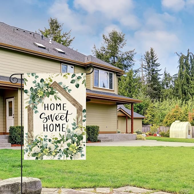 Colorlife Home Sweet Home Spring Floral Garden Flag 12x18" Double Sided Outside