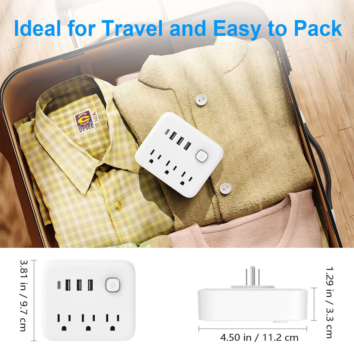 7" 1 Multi Wall Outlet Splitter w/ 180° Rotating Plug