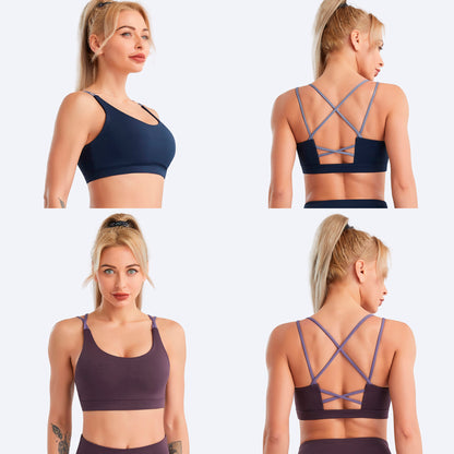 Women's Yoga Sports Bra Strappy Bralette Bra Running Vest Athletic Shirt