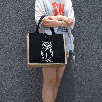 Burlap Tote Bags W/ A Button