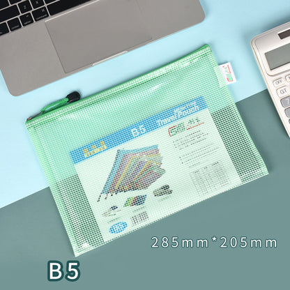 B5 Size Mesh Zipper Pouch Document Holder Bag File Document Pouch For School Office