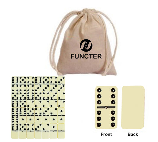 Double Six Dominoes W/A Cotton Canvas Drawstring Bag