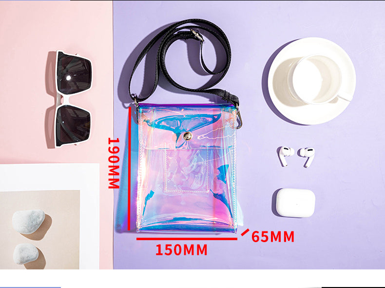 Iridescent TPU Shoulder Bag Clear Bag Crossbody Bag W/Strap Stadium Approved Bag