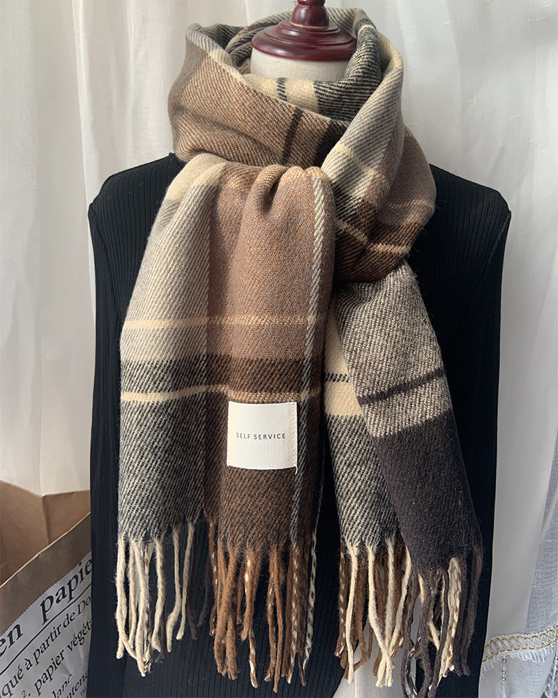 79'' Polyester Tartan Scarf Pashmina Shawls and Wraps Fringed Scarf - Embroidery