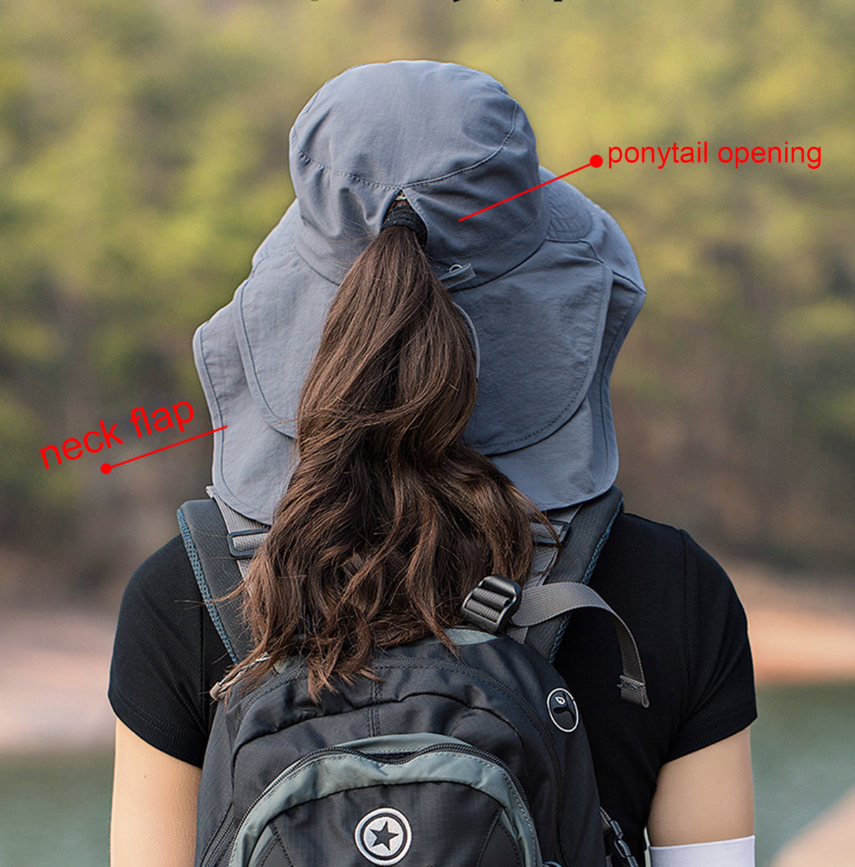 Outdoor Summer Bucket Hat Sun Hat with Ponytail Hole for Women
