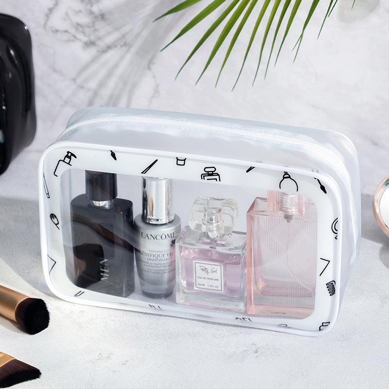 PVC Double Zippered Toiletry Bag Makeup Bag Handle Bag