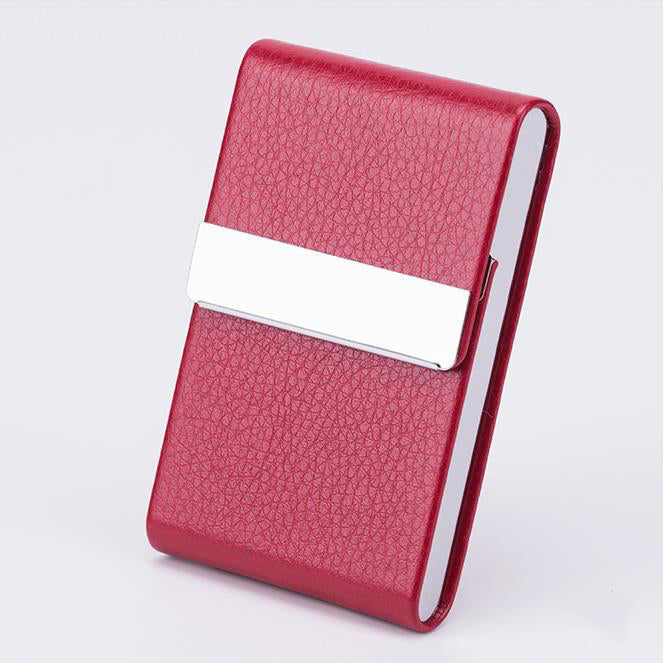 Business Card Cases PU Leather Name Card Holders Stainless Steel Multi Card Holders for Men Women