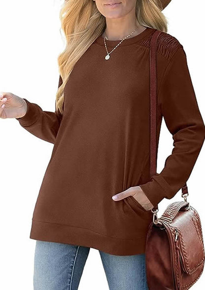 Women's Basic Casual Tee Crewneck Long Sleeve Plain Shirt
