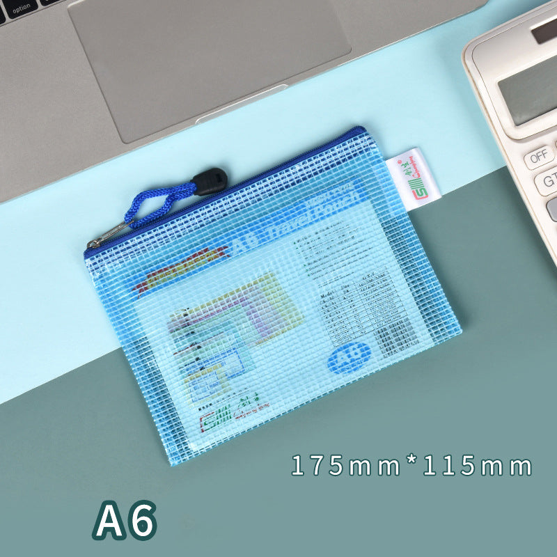 A6 Size Mesh Zipper Pouch Document Holder Bag File Document Pouch For School Office