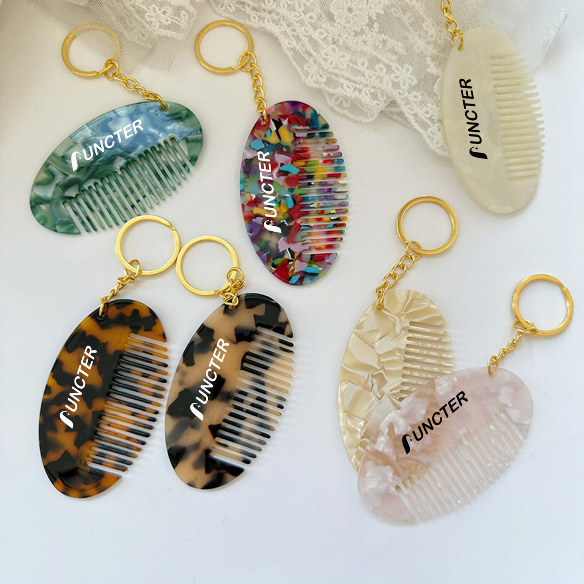 Mini Travel Acetate Comb Keychain Portable Pocket Comb