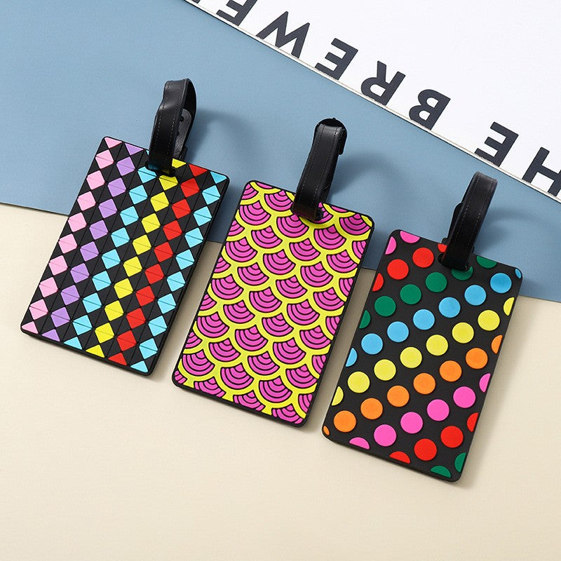 Geometric Shapes Raised 3D Soft PVC Luggage Tag For Suitcase Travel Baggage Identification