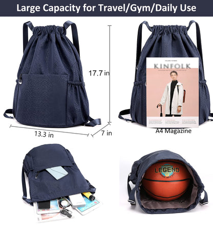 Waterproof Oxford Drawstring Backpack Sports Yoga Sackpack-Size L