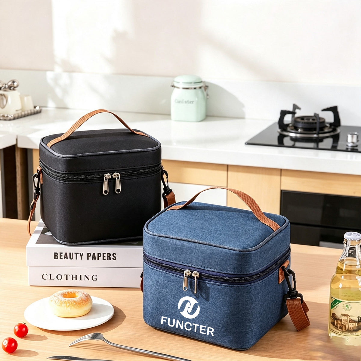 Square Shaped Thermal Lunch Cooler Bag With Detachable Shoulder Strap