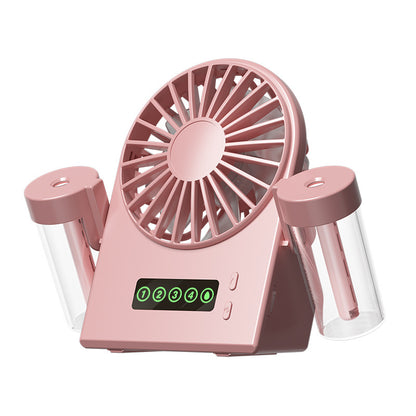 2-in-1 Dual Mist Desktop Fan & Humidifier Portable Digital Display Hydrating Misting Fan