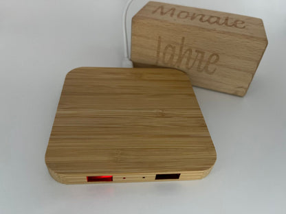 10W Bamboo Square Wireless Charger W/Dual USB Output