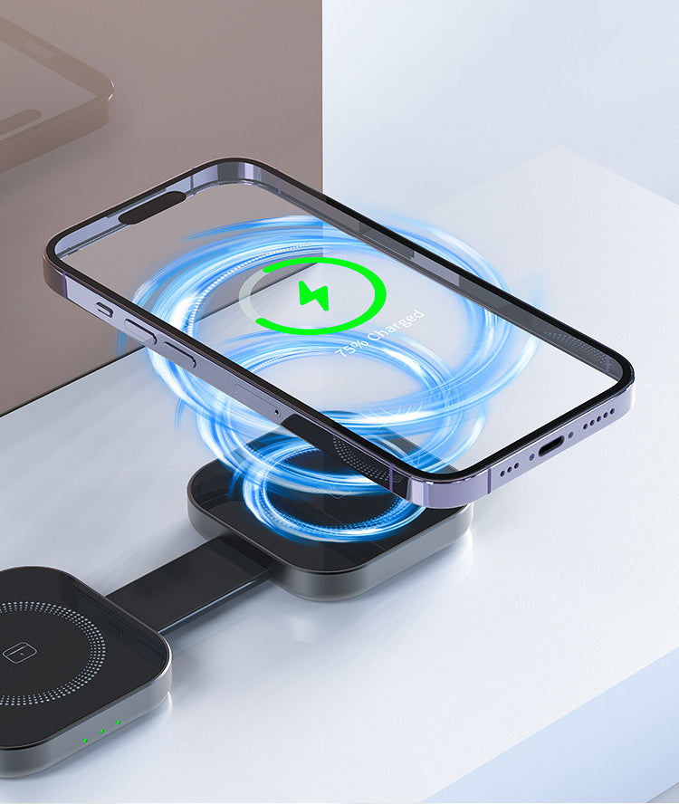 3" 1 Foldable Magnetic Wireless Charger Wireless Charging Pad For Multiple Device-Full color Print