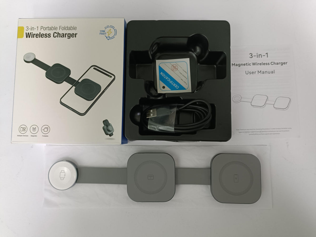3" 1 Foldable Magnetic Wireless Charger Wireless Charging Pad For Multiple Device-Full color Print