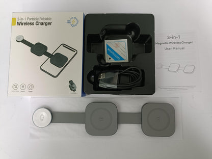 3" 1 Foldable Magnetic Wireless Charger Wireless Charging Pad For Multiple Device-Full color Print