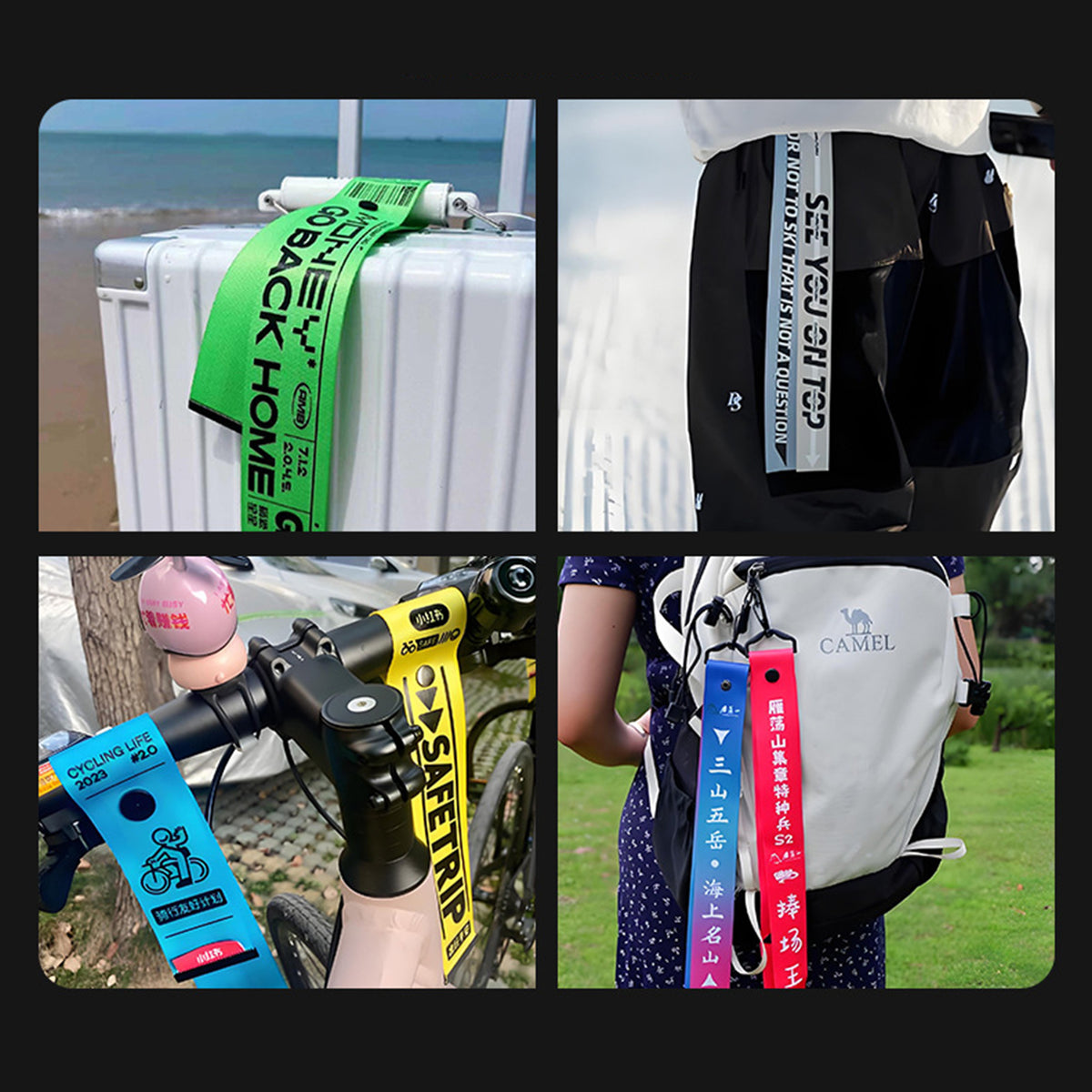 Custom 1"W x 17.7"L Polyester Backpack Strap Bicycle Pendant