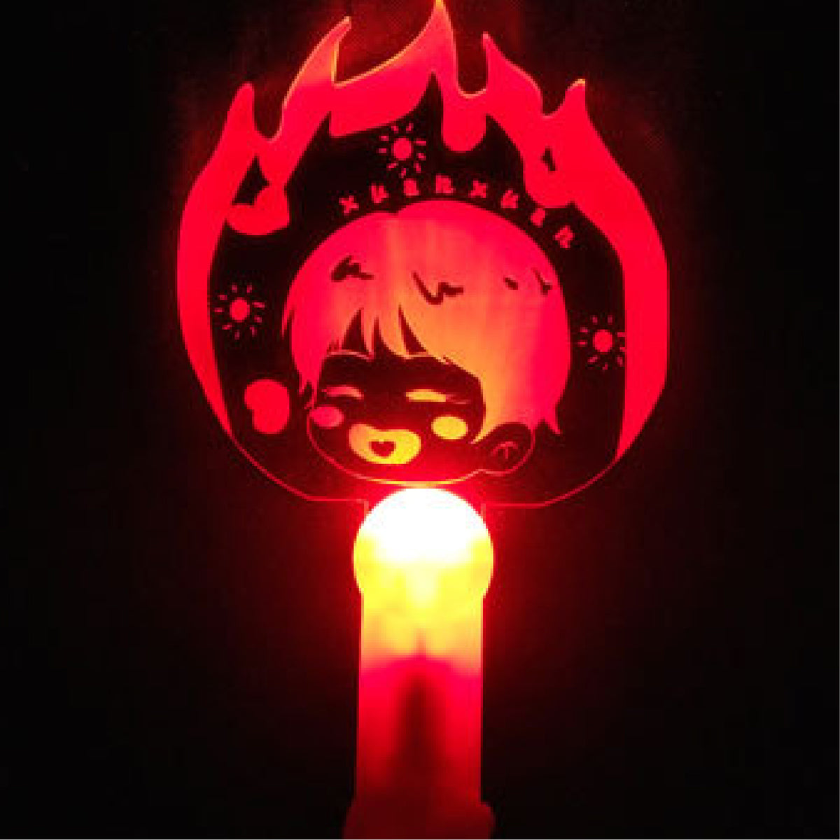 Music Festival Glow Stick Custom Shape Acrylic Glow Sign Handheld Support Stick - Red Glow