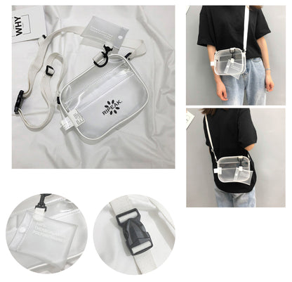 PVC Crossbody Bag Transparent Single Shoulder Bag W/One Separate Pouch