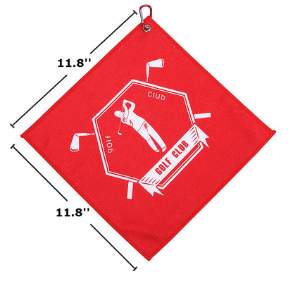 11.8 x 11.8" Polyester Waffle Pattern Golf Towel W/Heavy Duty Carabiner Clip