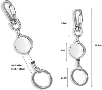 Metal Retractable Pull Badge Keychain with PVC Strap and Keyring
